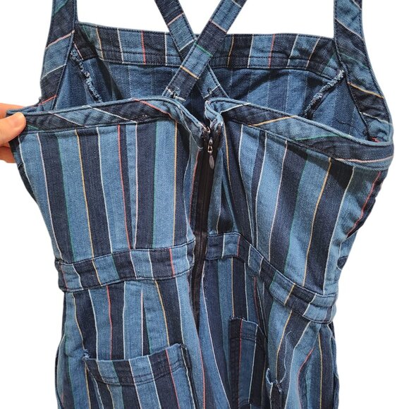Anthropologie Blue Striped Women's Jeans Overalls size 16 but fits like size 12 - Picture 6 of 14